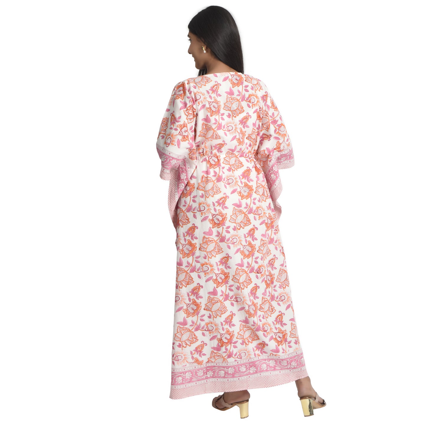 Hand Block Print Cotton Caftans For Women Free Size Vintage traditonal art Maxi gown sleepwear Night gown Kaftan dress