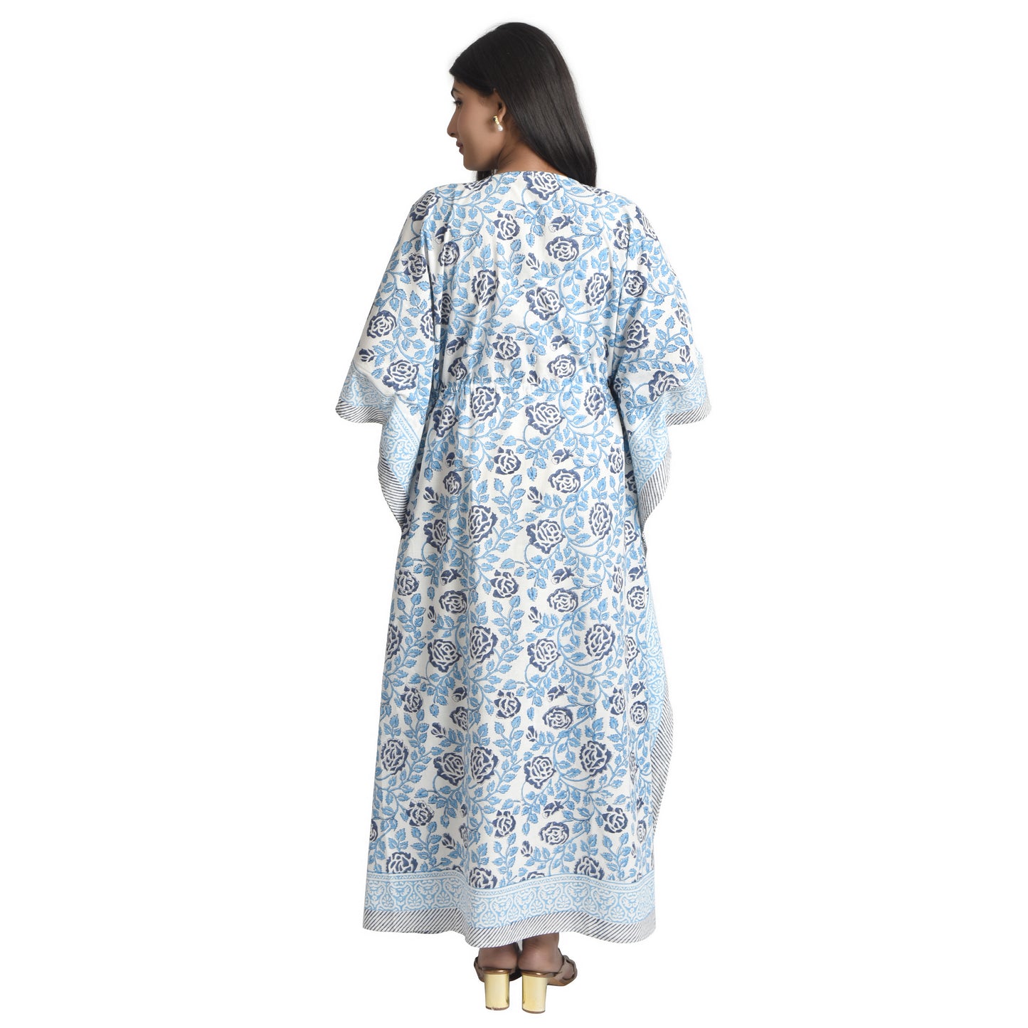 Hand Block Print Cotton Caftans For Women Free Size Vintage traditonal art Maxi gown sleepwear Night gown Kaftan dress
