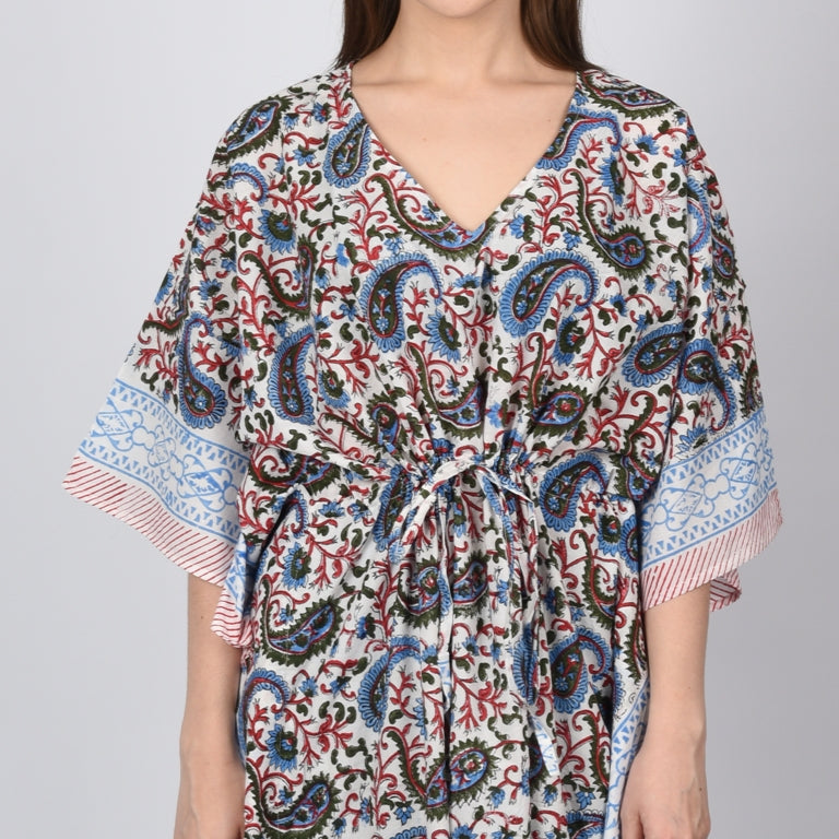 Hand Block Print Cotton Caftans For Women Free Size Sleepwear Vintage traditonal art Kaftan dress