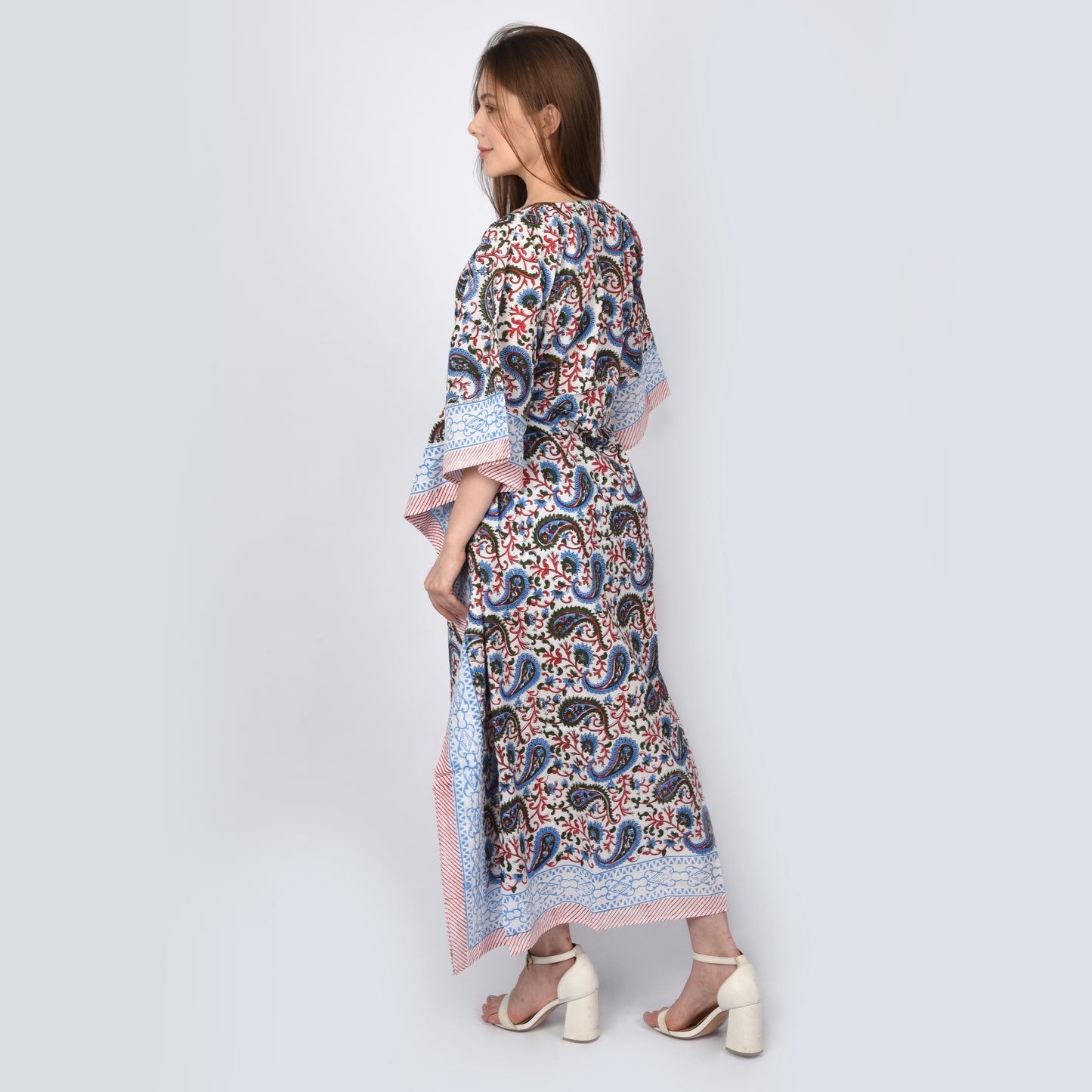 Hand Block Print Cotton Caftans For Women Free Size Sleepwear Vintage traditonal art Kaftan dress