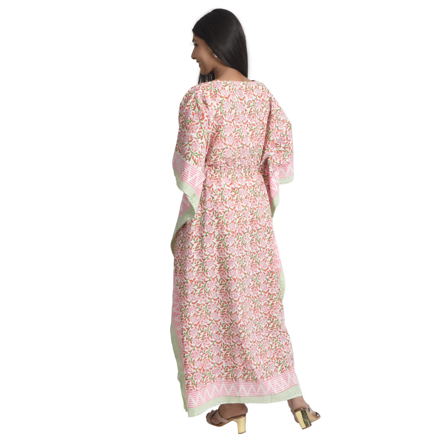 Hand Block Print Cotton Caftans For Women Free Size Vintage traditonal art Maxi gown sleepwear Night gown Kaftan dress