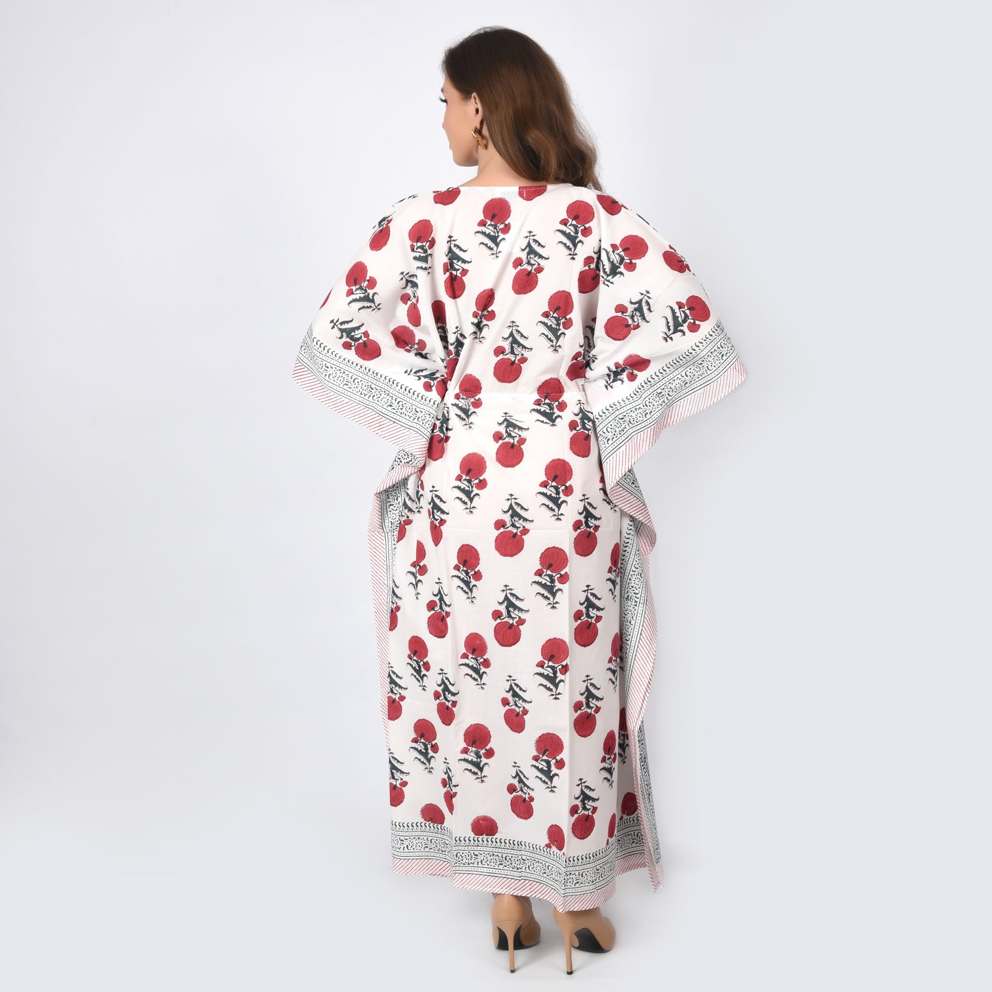 Hand Block Print Cotton Caftans For Women Free Size Vintage traditonal art Maxi gown sleepwear Night gown Kaftan dress