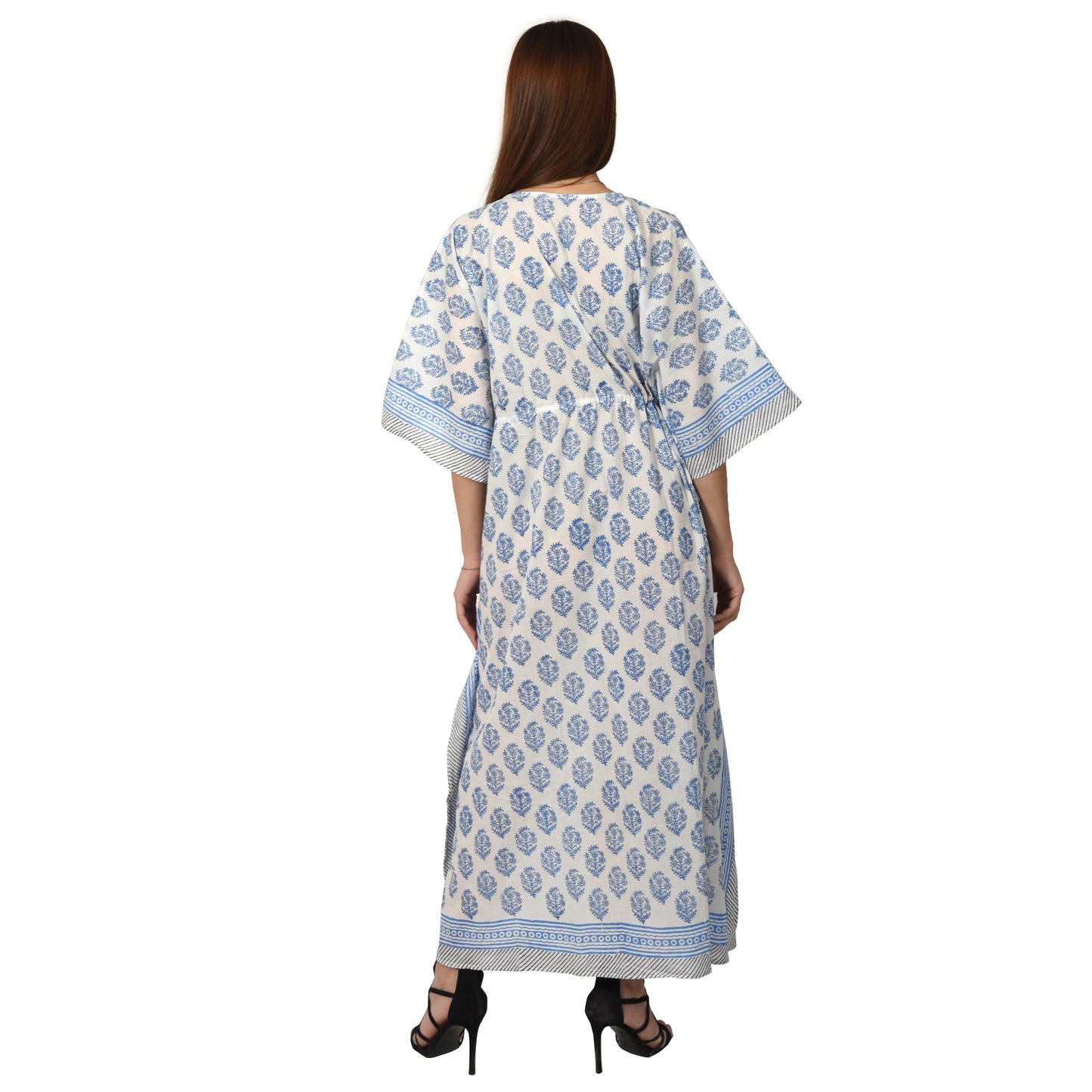 Hand Block Print Cotton Caftans For Women Free Size Vintage traditonal art Maxi gown sleepwear Night gown Kaftan dress