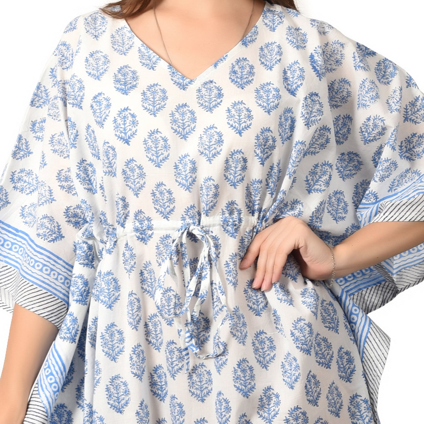 Hand Block Print Cotton Caftans For Women Free Size Vintage traditonal art Maxi gown sleepwear Night gown Kaftan dress