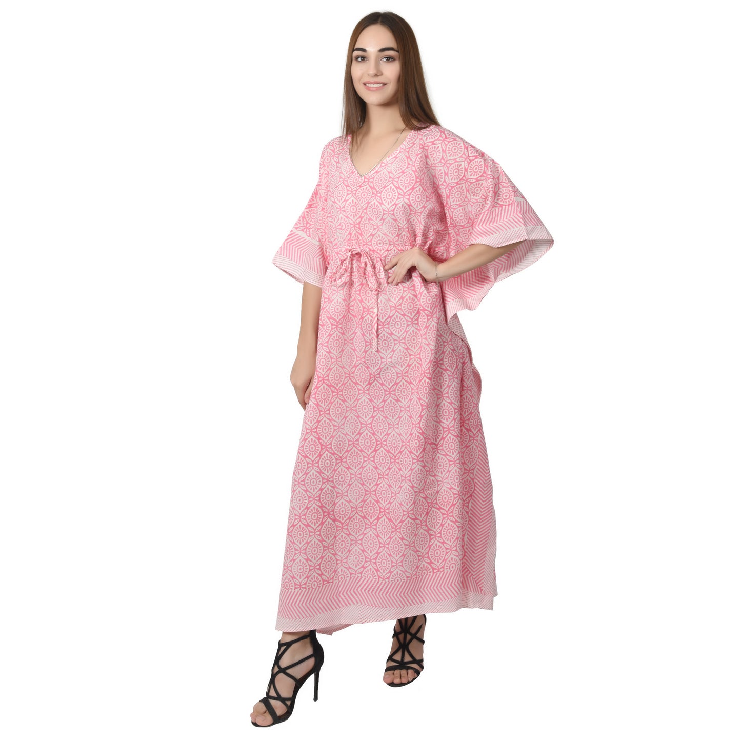 Hand Block Print Cotton Caftans For Women Free Size Vintage traditonal art Maxi gown sleepwear Night gown Kaftan dress