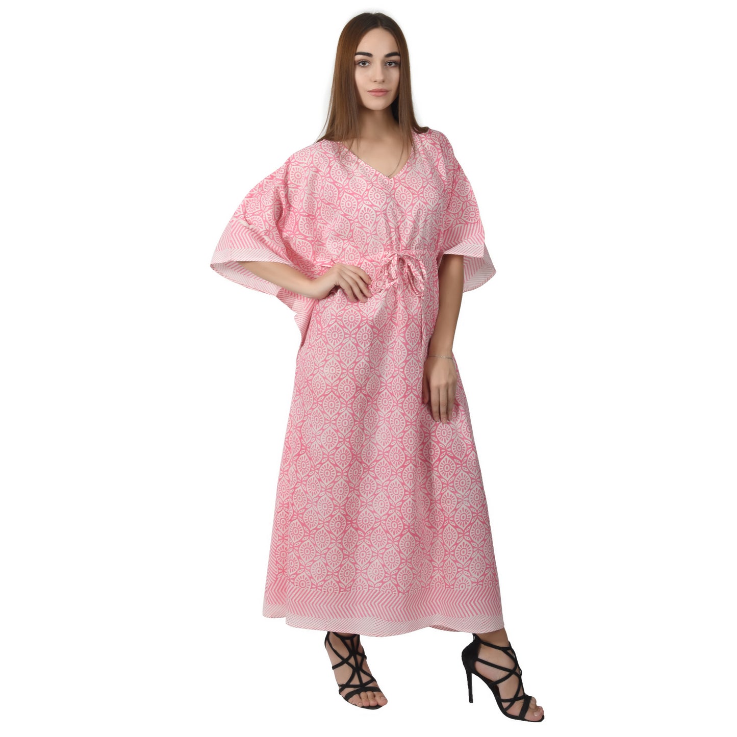 Hand Block Print Cotton Caftans For Women Free Size Vintage traditonal art Maxi gown sleepwear Night gown Kaftan dress