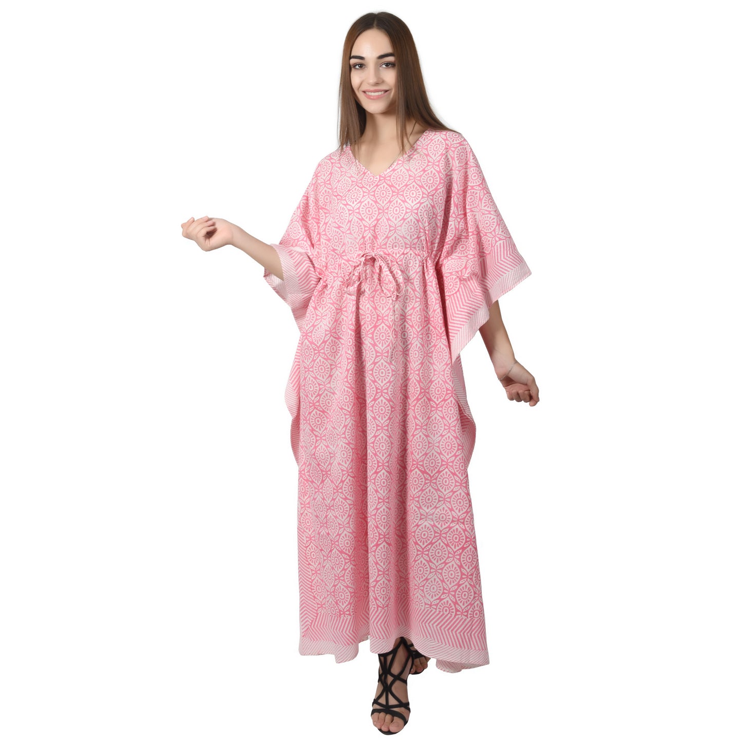 Hand Block Print Cotton Caftans For Women Free Size Vintage traditonal art Maxi gown sleepwear Night gown Kaftan dress