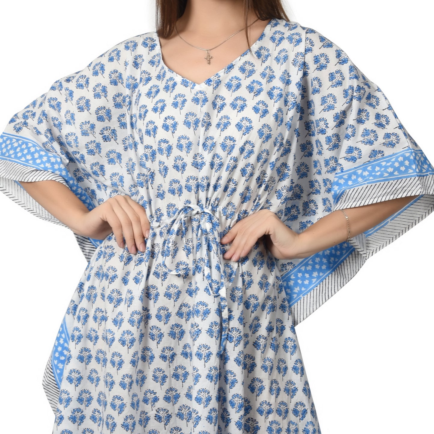Hand Block Print Cotton Caftans For Women Free Size Vintage traditonal art Maxi gown sleepwear Night gown Kaftan dress