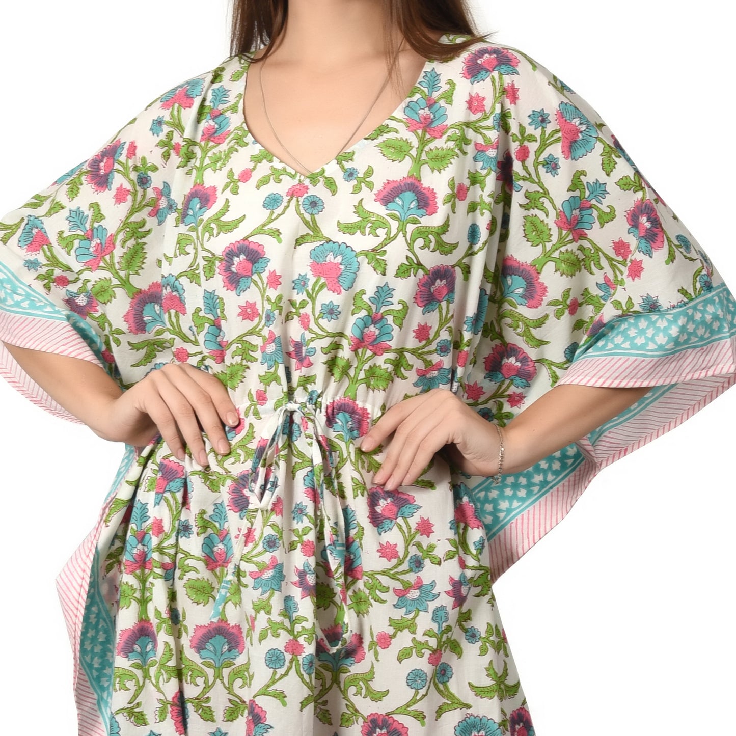 Hand Block Print Cotton Caftans For Women Free Size Vintage traditonal art Maxi gown sleepwear Night gown Kaftan dress