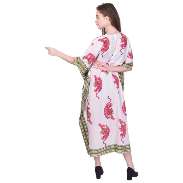 Hand Block Print Cotton Caftans For Women Free Size Sleepwear Vintage traditonal art Kaftan dress
