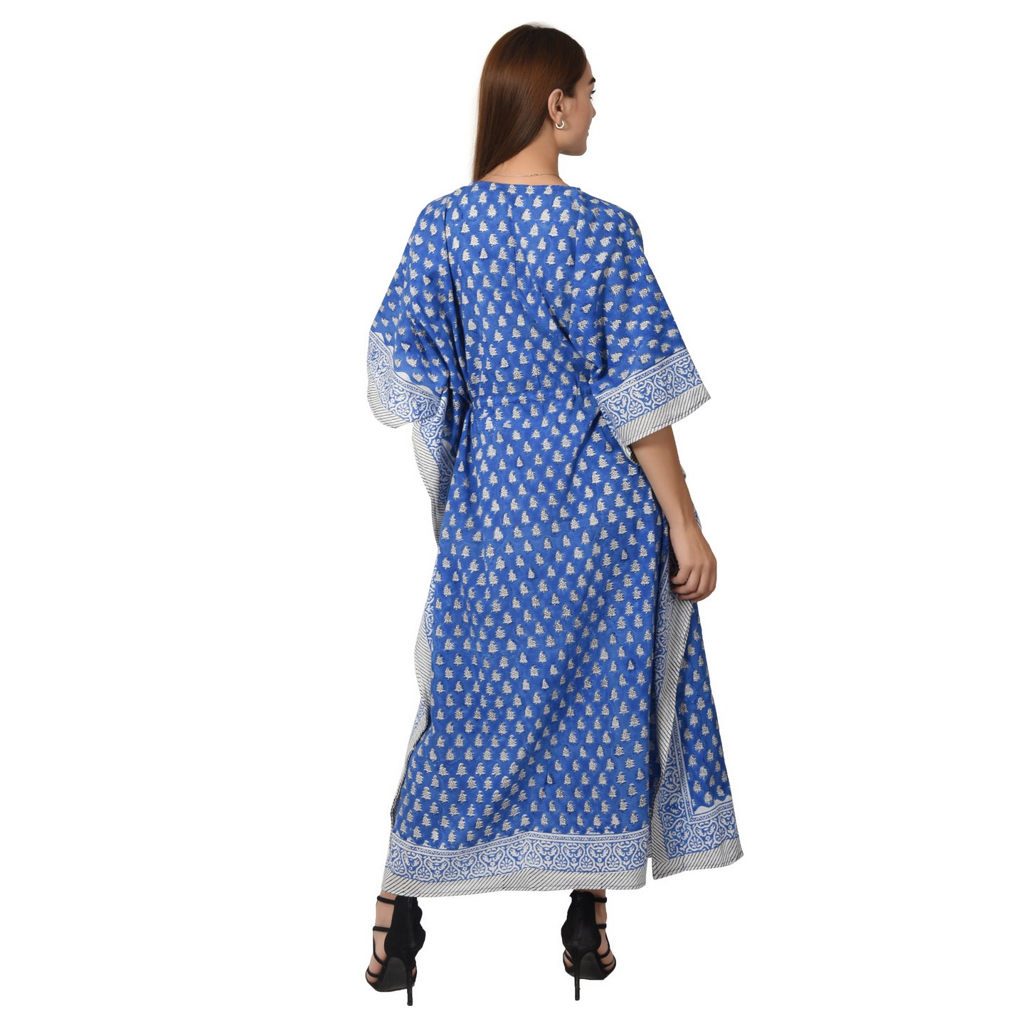 Hand Block Print Cotton Caftans For Women Free Size Vintage traditonal art Maxi gown sleepwear Night gown Kaftan dress