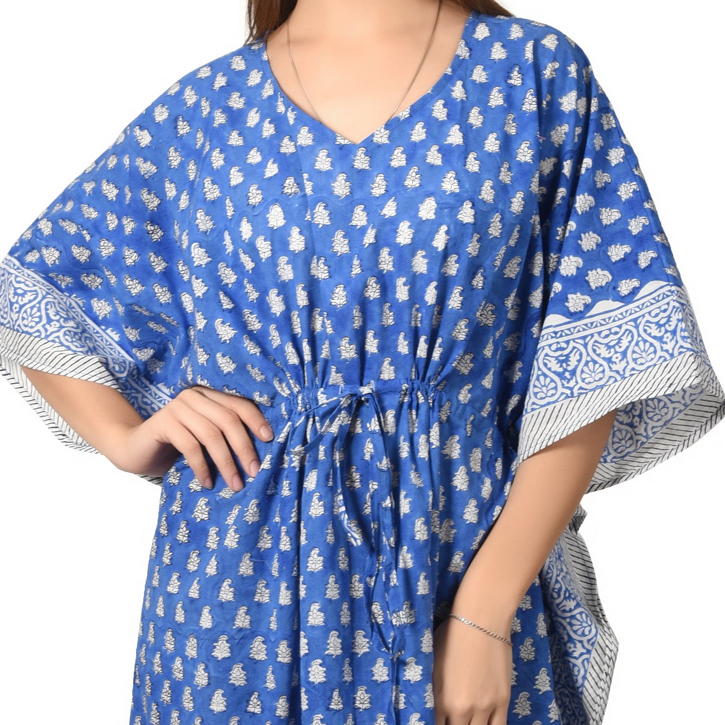 Hand Block Print Cotton Caftans For Women Free Size Vintage traditonal art Maxi gown sleepwear Night gown Kaftan dress