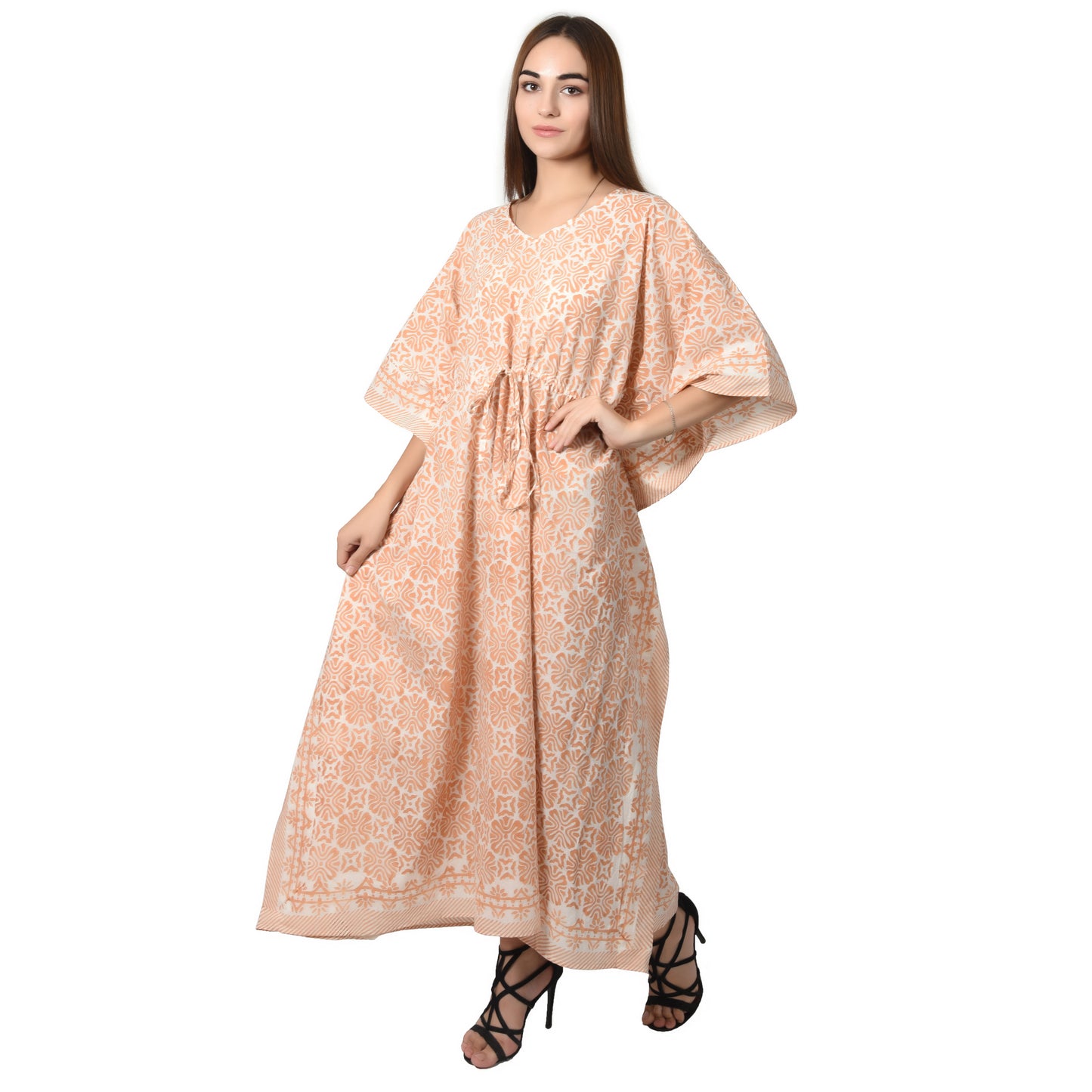 Hand Block Print Cotton Caftans For Women Free Size Vintage traditonal art Maxi gown sleepwear Night gown Kaftan dress