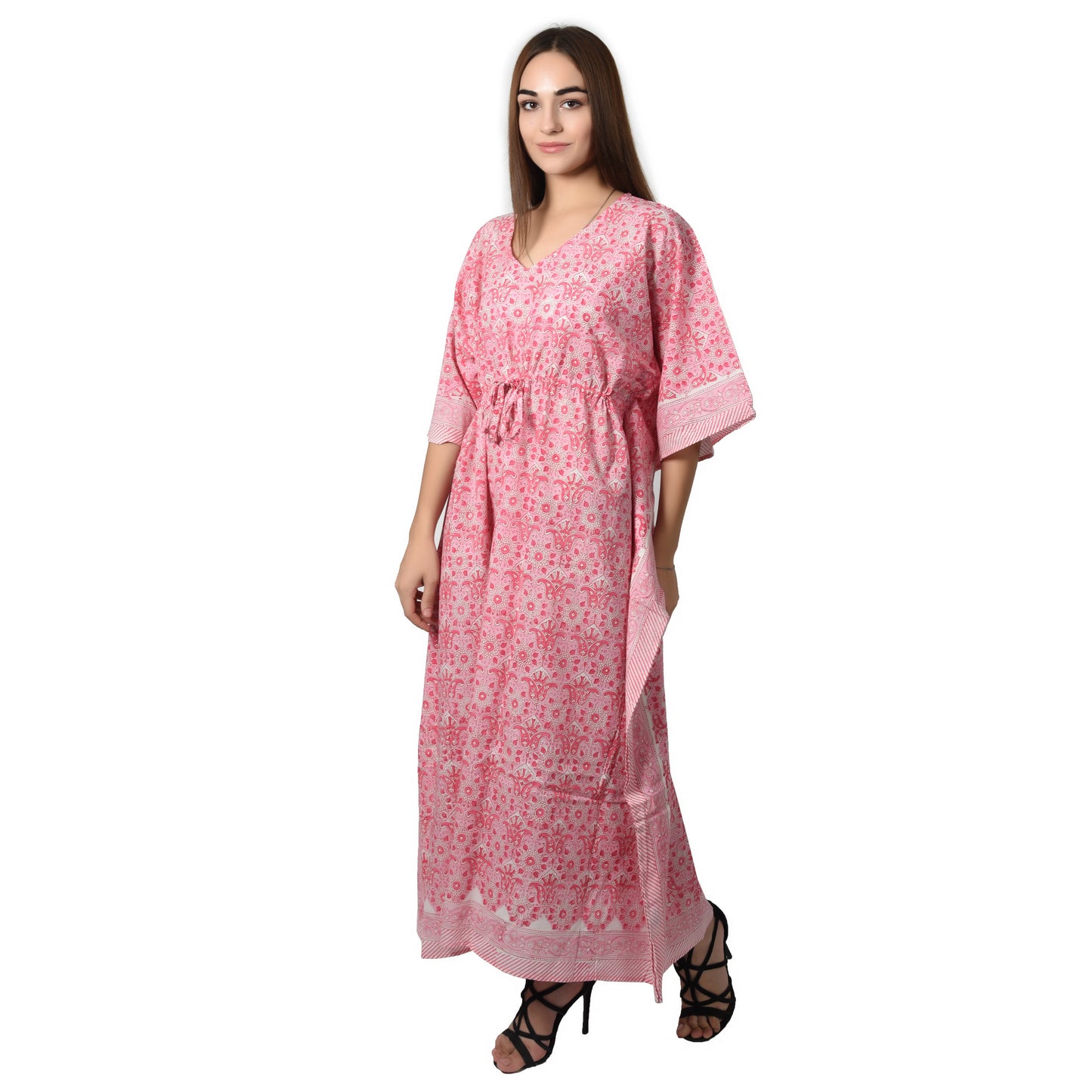 Hand Block Print Cotton Caftans For Women Free Size Vintage traditonal art Maxi gown sleepwear Night gown Kaftan dress