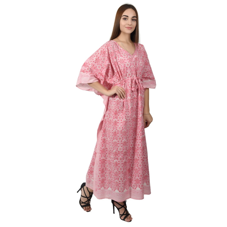 Hand Block Print Cotton Caftans For Women Free Size Vintage traditonal art Maxi gown sleepwear Night gown Kaftan dress