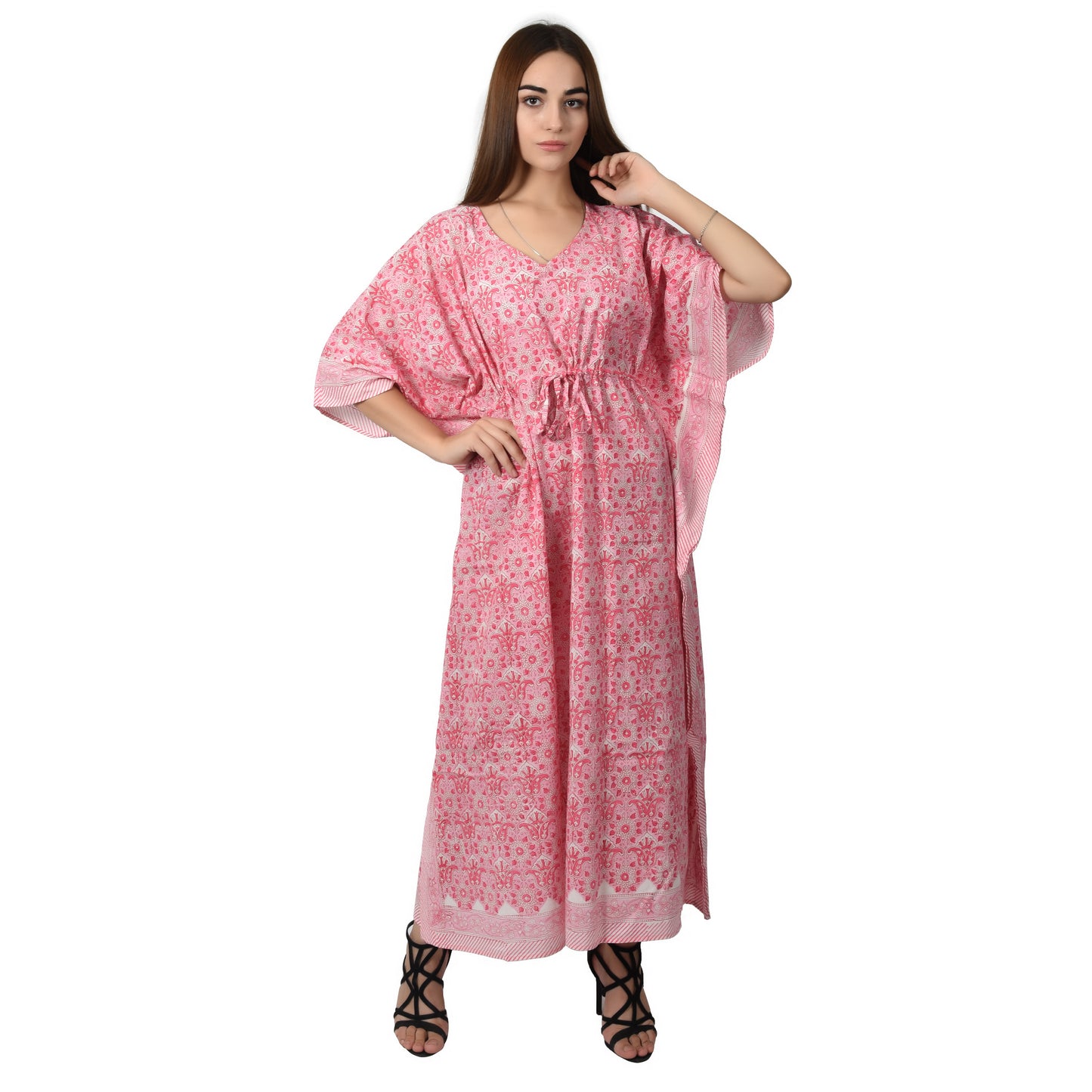 Hand Block Print Cotton Caftans For Women Free Size Vintage traditonal art Maxi gown sleepwear Night gown Kaftan dress