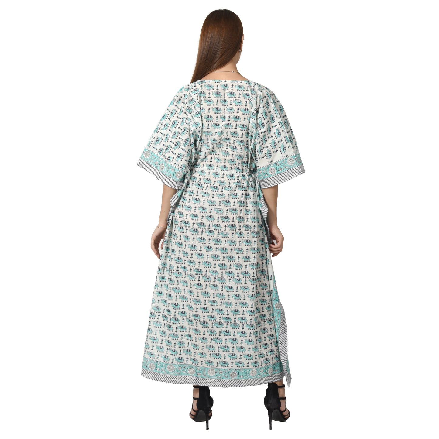 Hand Block Print Cotton Caftans For Women Free Size Vintage traditonal art Maxi gown sleepwear Night gown Kaftan dress
