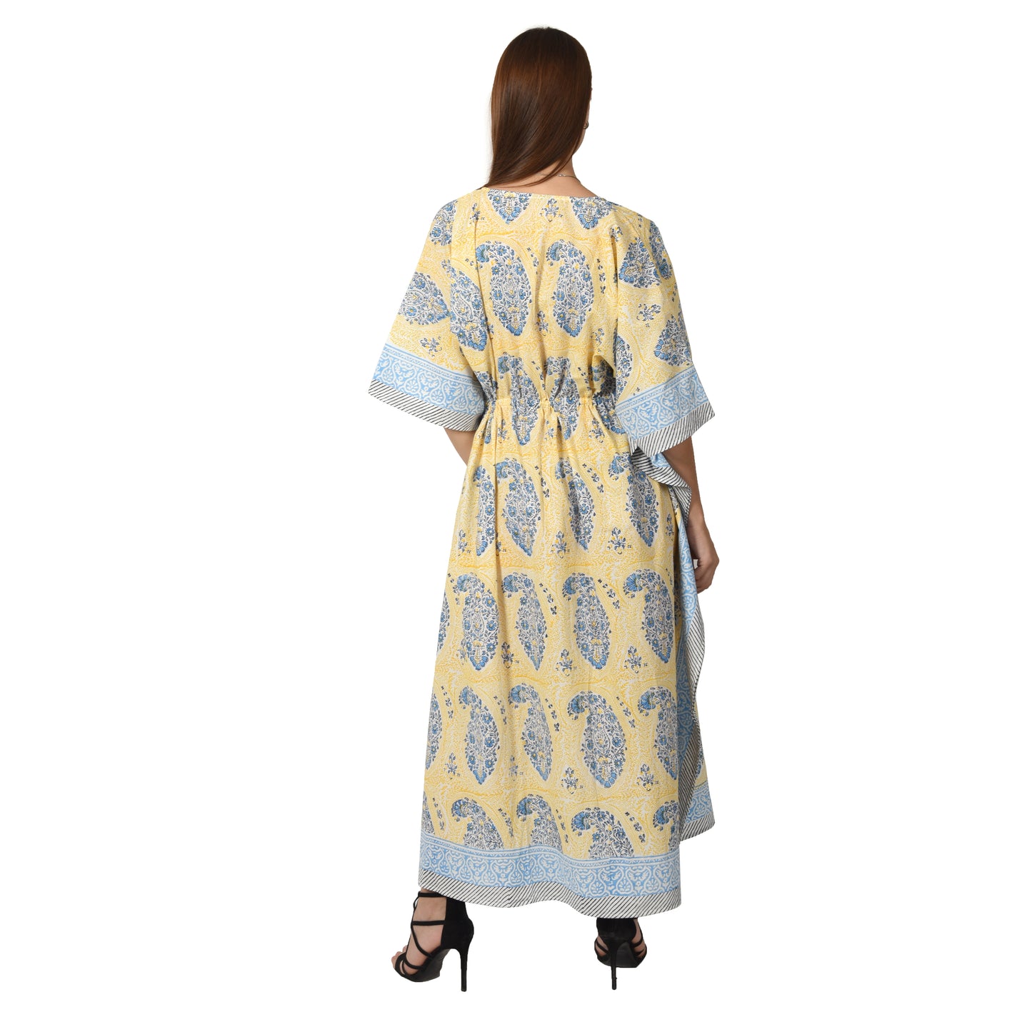 Hand Block Print Cotton Caftans For Women Free Size Vintage traditonal art Maxi gown sleepwear Night gown Kaftan dress