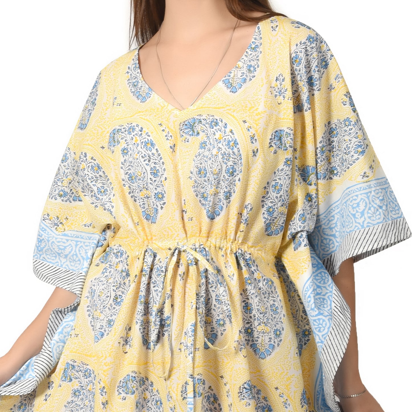 Hand Block Print Cotton Caftans For Women Free Size Vintage traditonal art Maxi gown sleepwear Night gown Kaftan dress