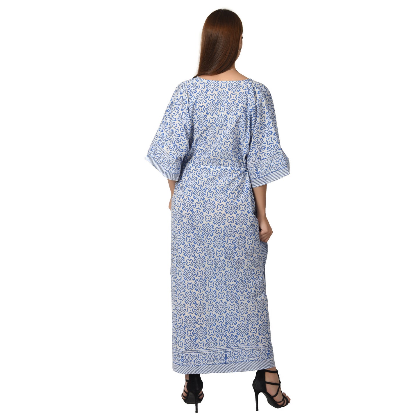 Hand Block Print Cotton Caftans For Women Free Size Vintage traditonal art Maxi gown sleepwear Night gown Kaftan dress