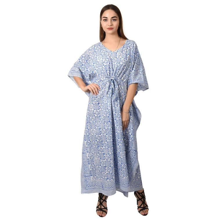 Hand Block Print Cotton Caftans For Women Free Size Vintage traditonal art Maxi gown sleepwear Night gown Kaftan dress