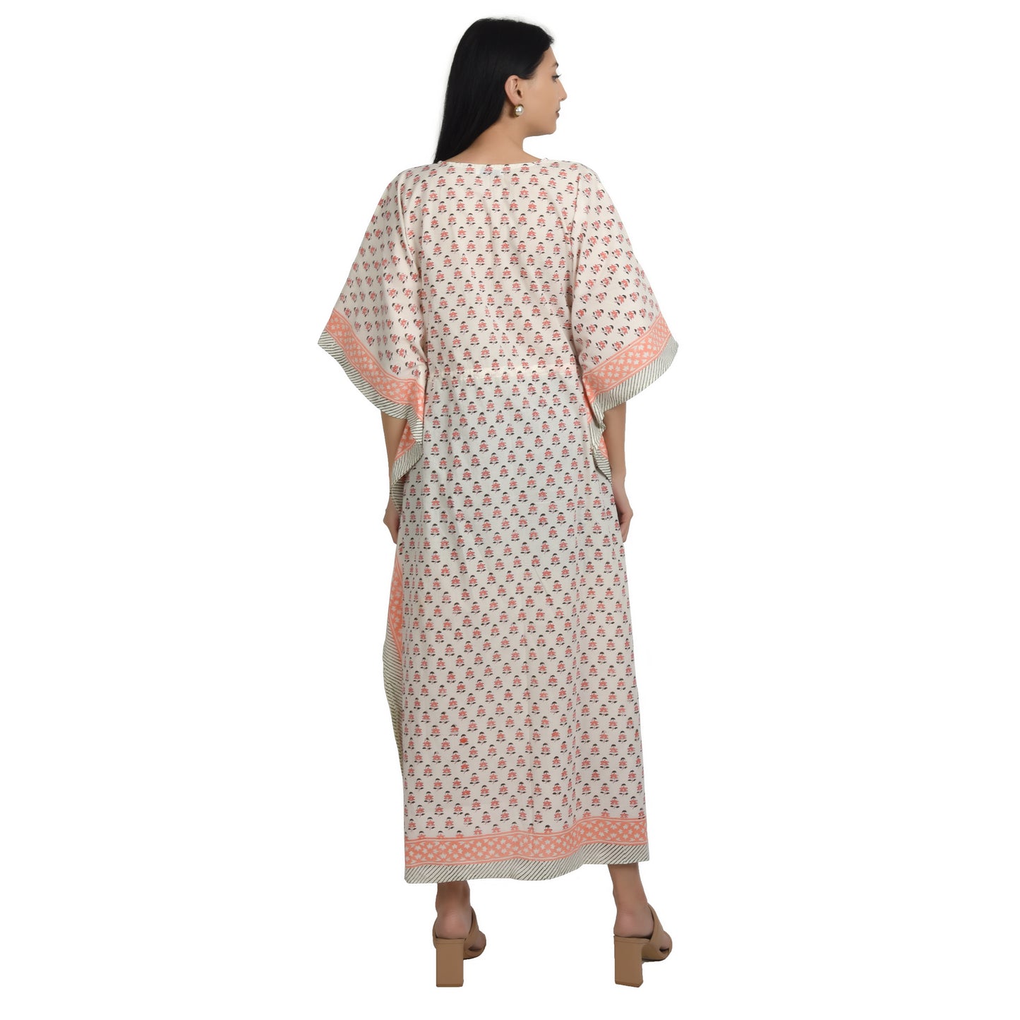 Hand Block Print Cotton Caftans For Women Free Size Vintage traditonal art Maxi gown sleepwear Night gown Kaftan dress