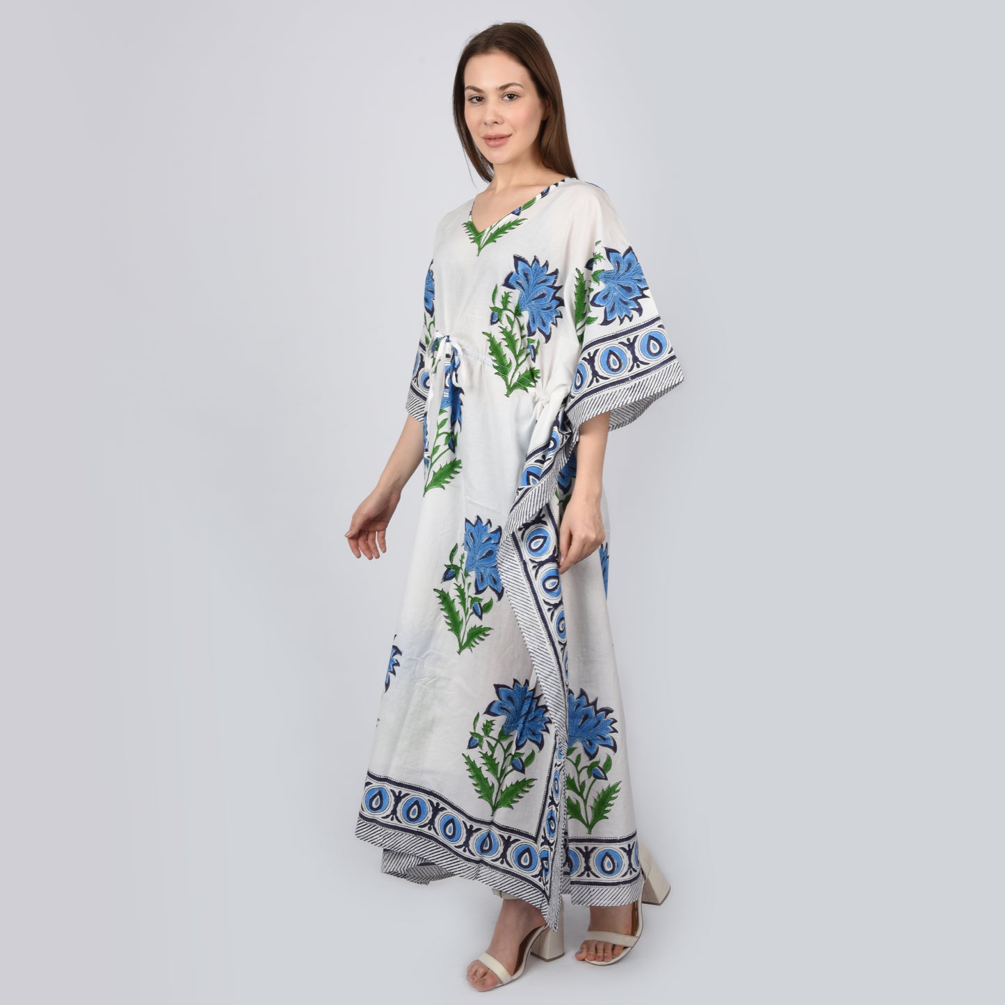 Hand Block Print Cotton Caftans For Women Free Size Maxi Traditional dress sleep wear Maxi Gown