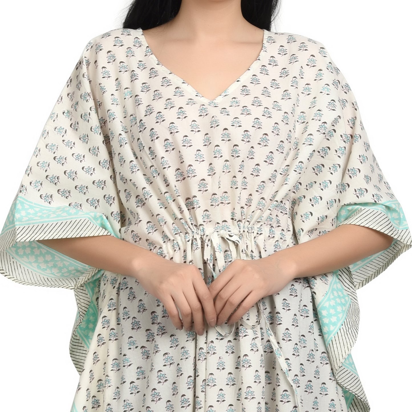Hand Block Print Cotton Caftans For Women Free Size Vintage traditonal art Maxi gown sleepwear Night gown Kaftan dress