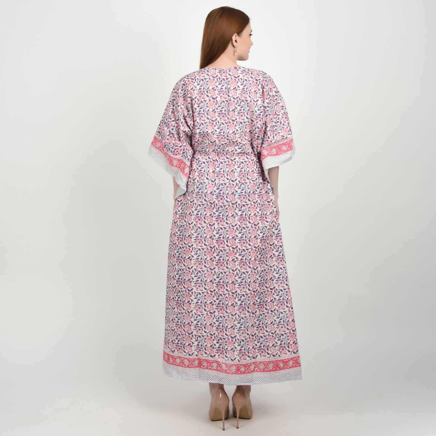 Hand Block Print Cotton Caftans For Women Free Size Vintage traditonal art Maxi gown sleepwear Night gown Kaftan dress