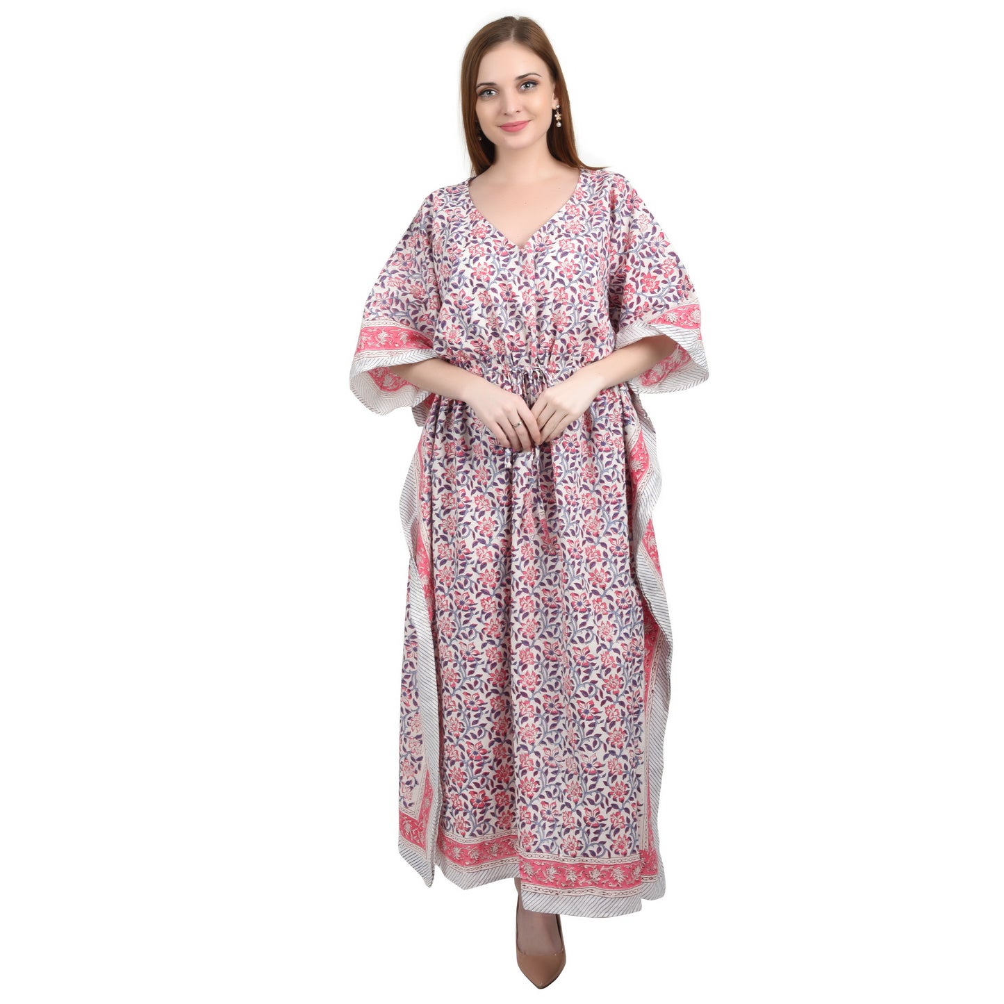 Hand Block Print Cotton Caftans For Women Free Size Vintage traditonal art Maxi gown sleepwear Night gown Kaftan dress