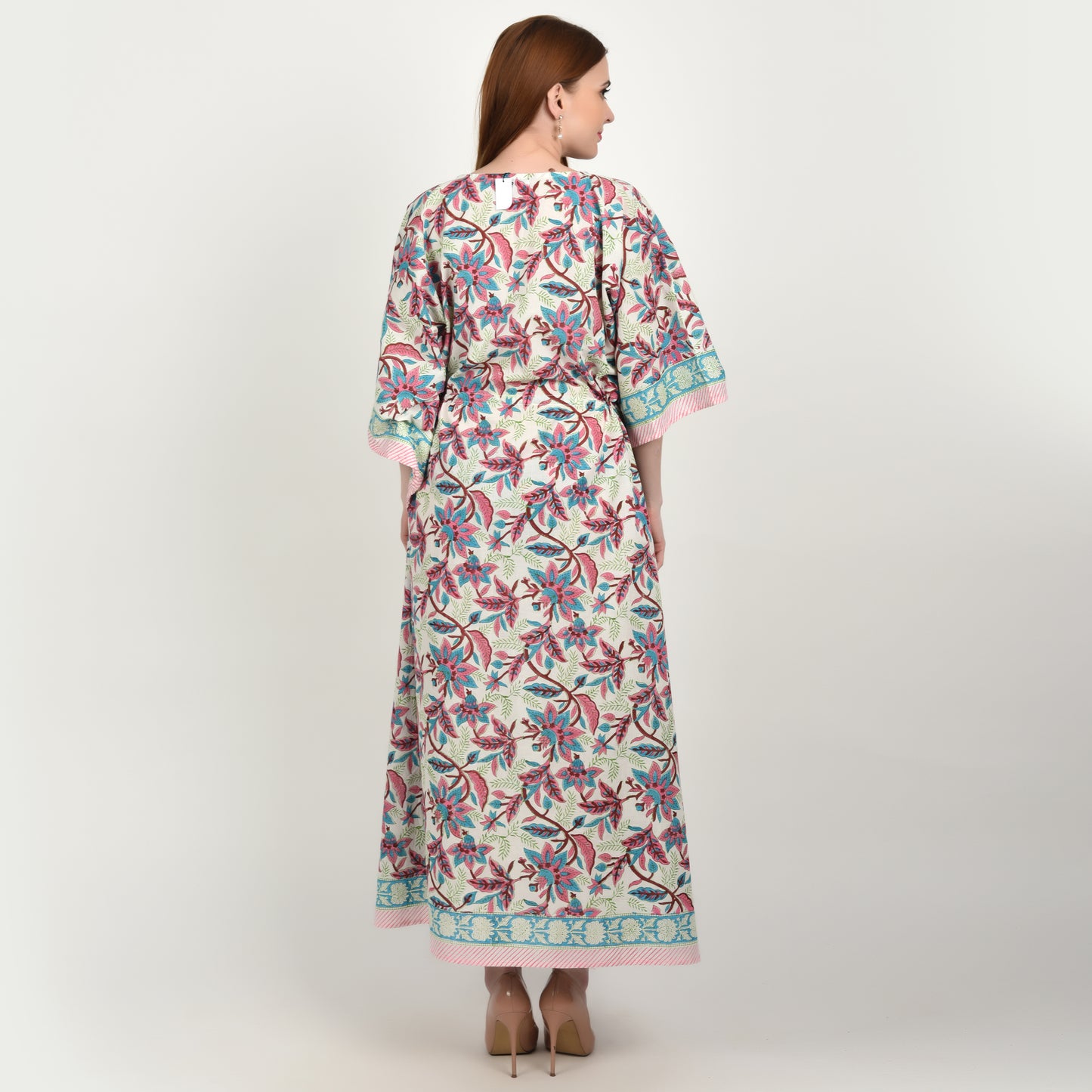 Hand Block Print Cotton Caftans For Women Free Size Vintage traditonal art Maxi gown sleepwear Night gown Kaftan dress