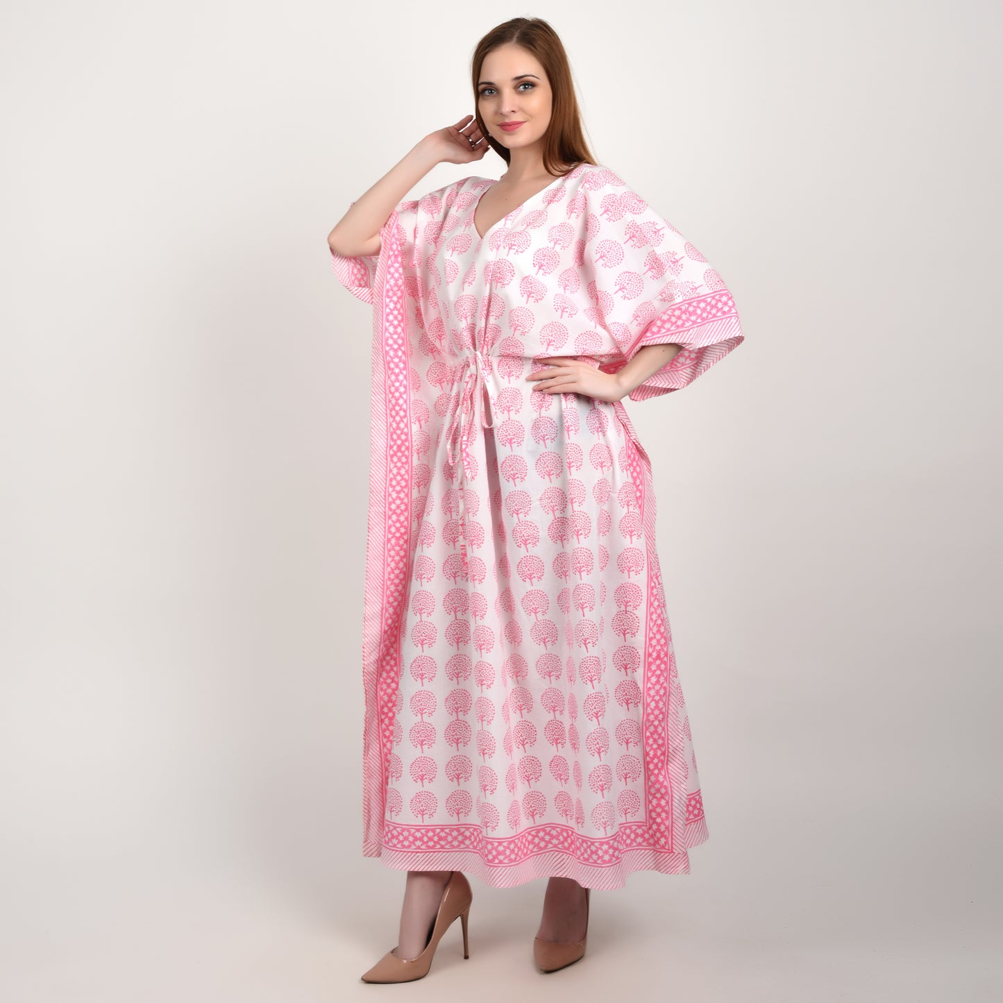 Hand Block Print Cotton Caftans For Women Free Size Vintage traditonal art Maxi gown sleepwear Night gown Kaftan dress