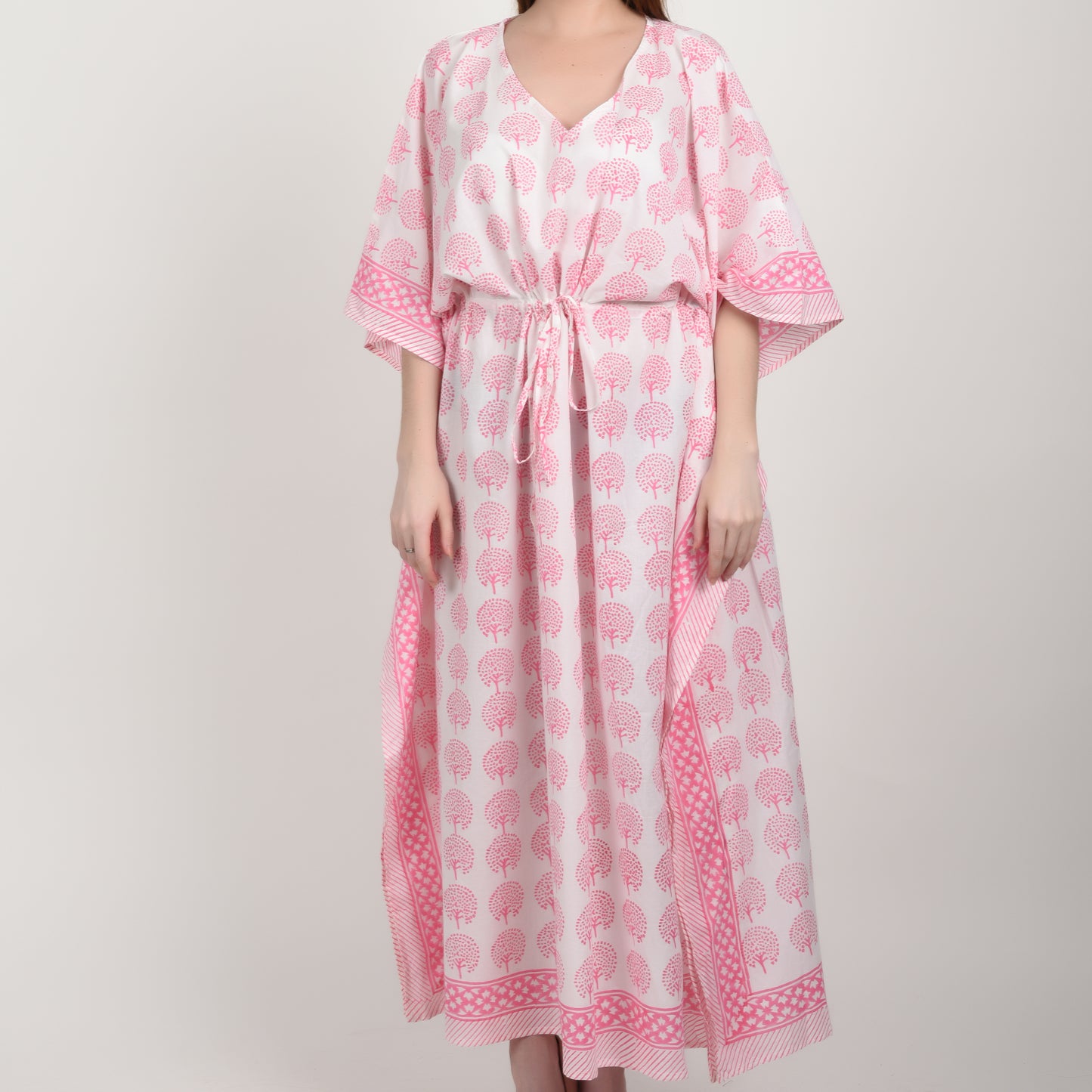 Hand Block Print Cotton Caftans For Women Free Size Vintage traditonal art Maxi gown sleepwear Night gown Kaftan dress