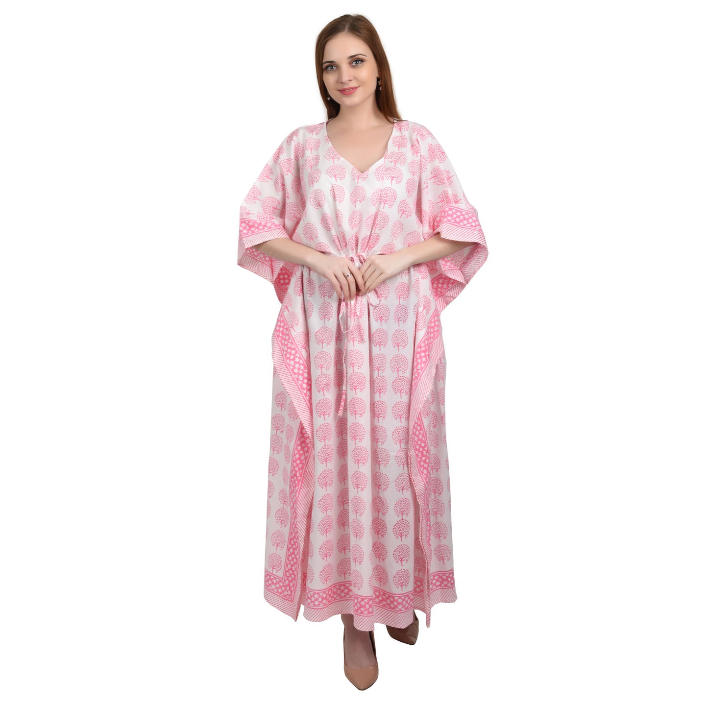 Hand Block Print Cotton Caftans For Women Free Size Vintage traditonal art Maxi gown sleepwear Night gown Kaftan dress