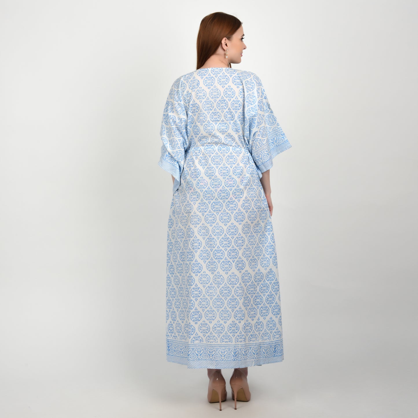 Hand Block Print Cotton Caftans For Women Free Size Vintage traditonal art Maxi gown sleepwear Night gown Kaftan dress