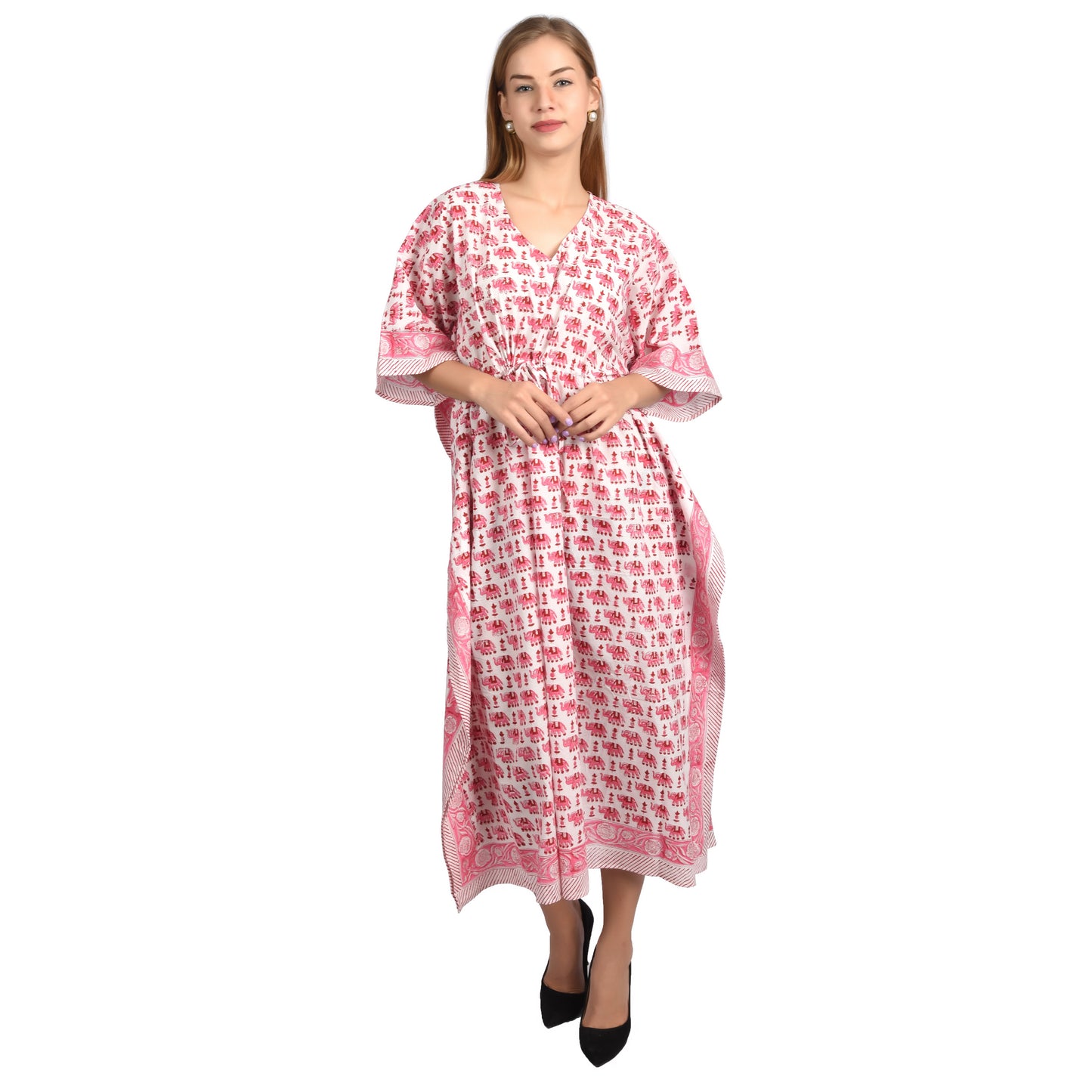 Hand Block Print Cotton Caftans For Women Free Size Vintage traditonal art Maxi gown sleepwear Night gown Kaftan dress
