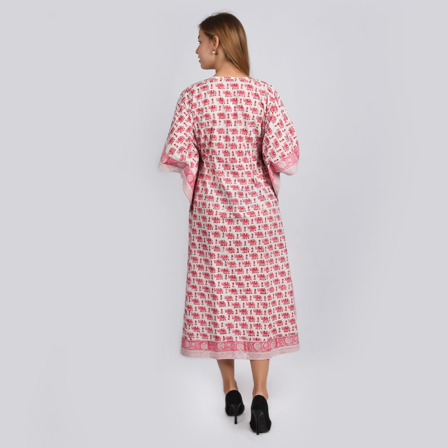 Hand Block Print Cotton Caftans For Women Free Size Vintage traditonal art Maxi gown sleepwear Night gown Kaftan dress
