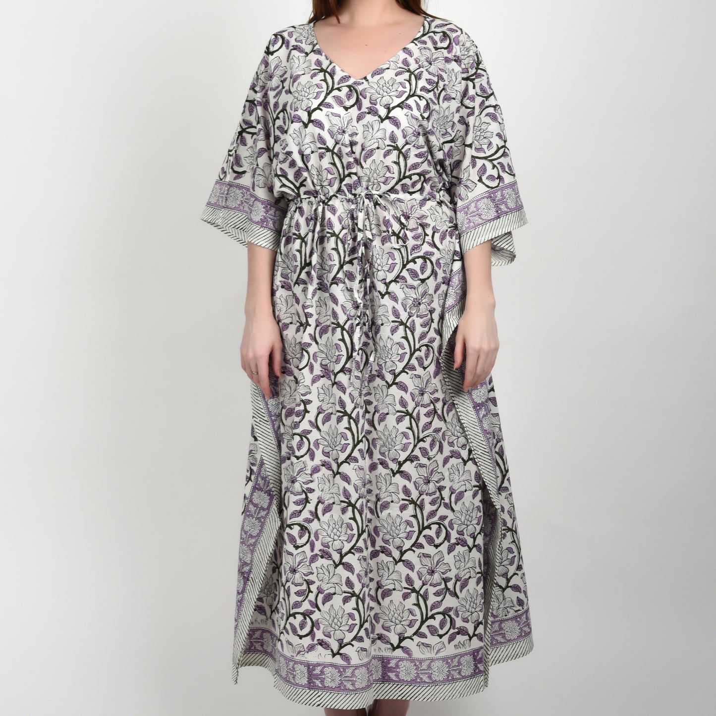 Hand Block Print Cotton Caftans For Women Free Size Vintage traditonal art Maxi gown sleepwear Night gown Kaftan dress