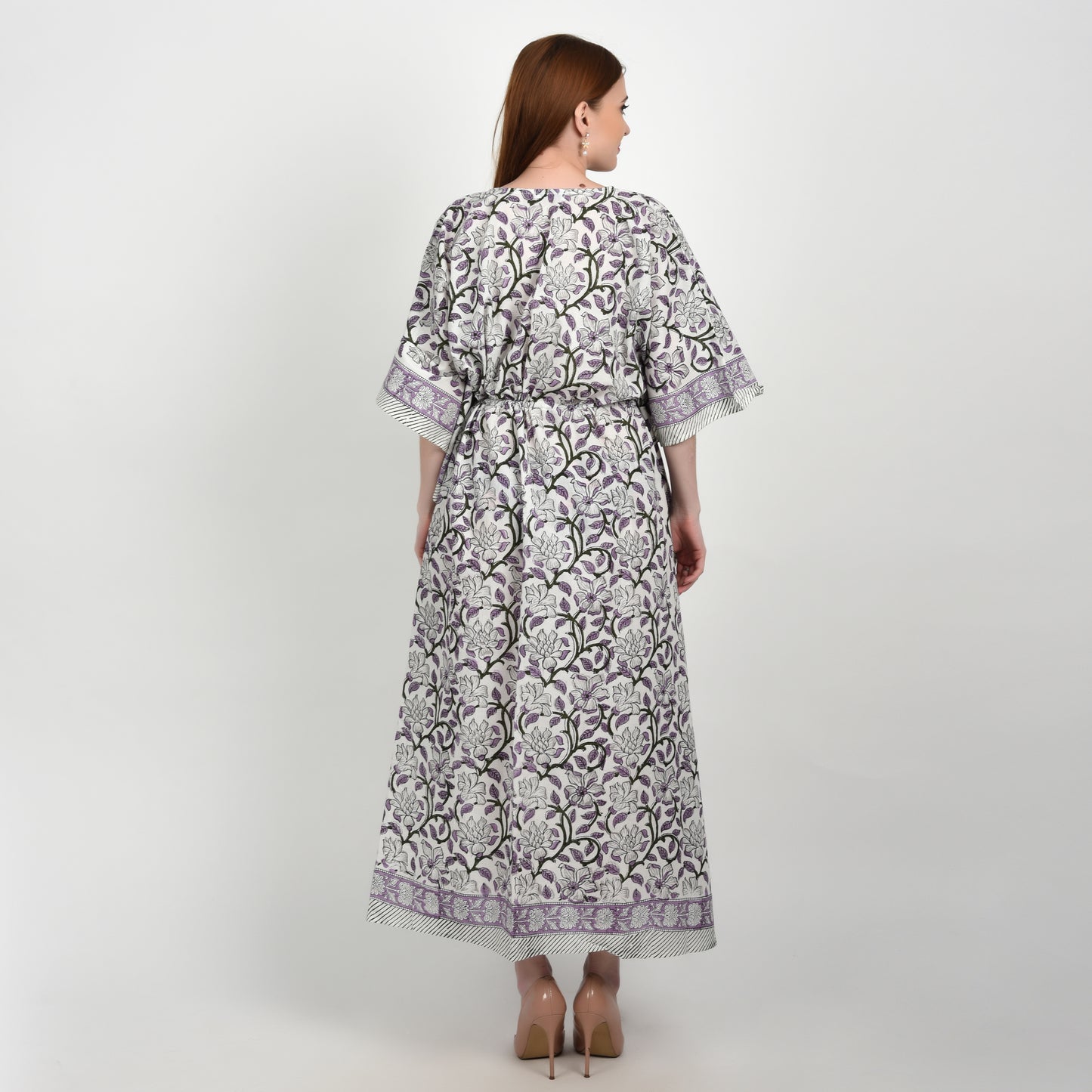 Hand Block Print Cotton Caftans For Women Free Size Vintage traditonal art Maxi gown sleepwear Night gown Kaftan dress
