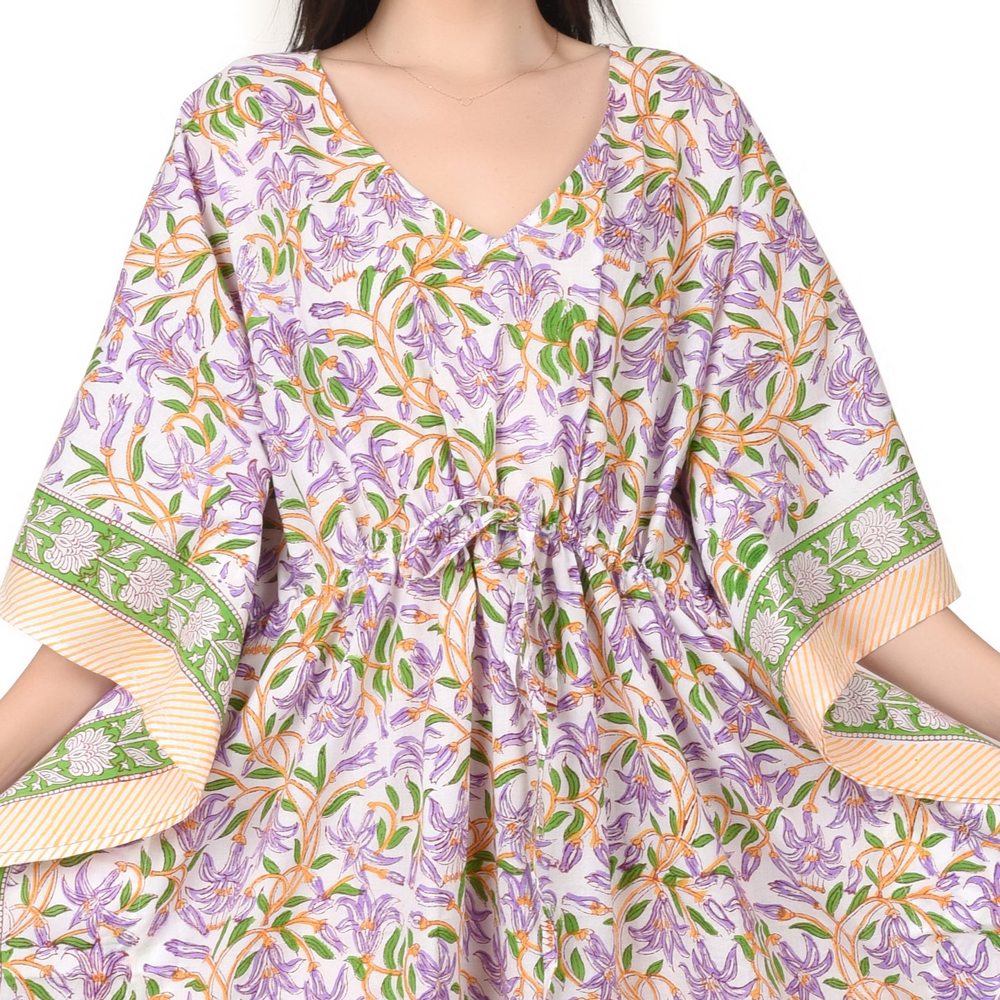 Hand Block Print Cotton Caftans For Women Free Size Vintage traditonal art Maxi gown sleepwear Night gown Kaftan dress