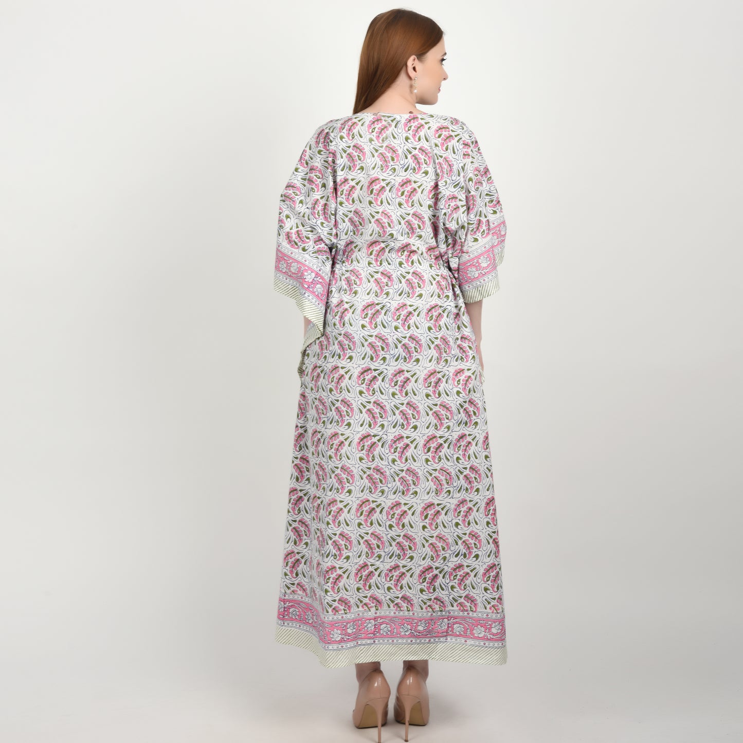 Hand Block Print Cotton Caftans For Women Free Size Vintage traditonal art Maxi gown sleepwear Night gown Kaftan dress