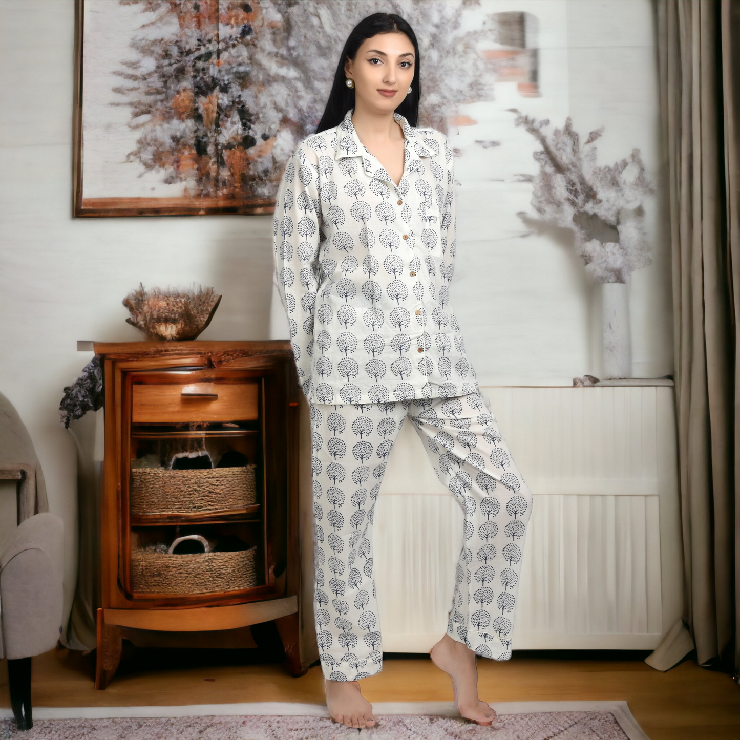 Block Print women PJ Set cotton print Night suits pajama set Traditional Color Print sleepwear set
