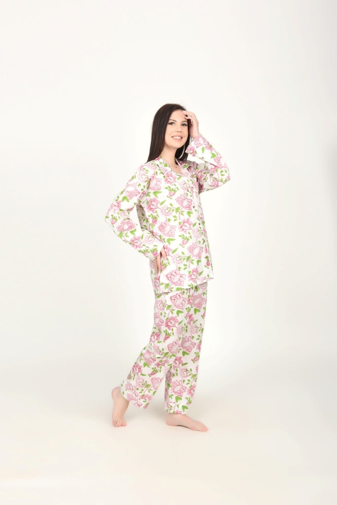 Block Print women PJ Set cotton print Night suits pajama set Traditional Color Print sleepwear set
