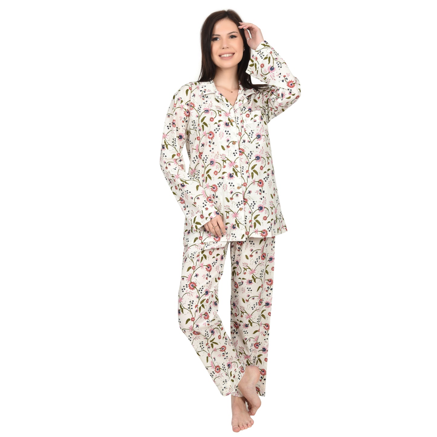 Block Print women PJ Set cotton print Night suits pajama set Traditional Color Print sleepwear set