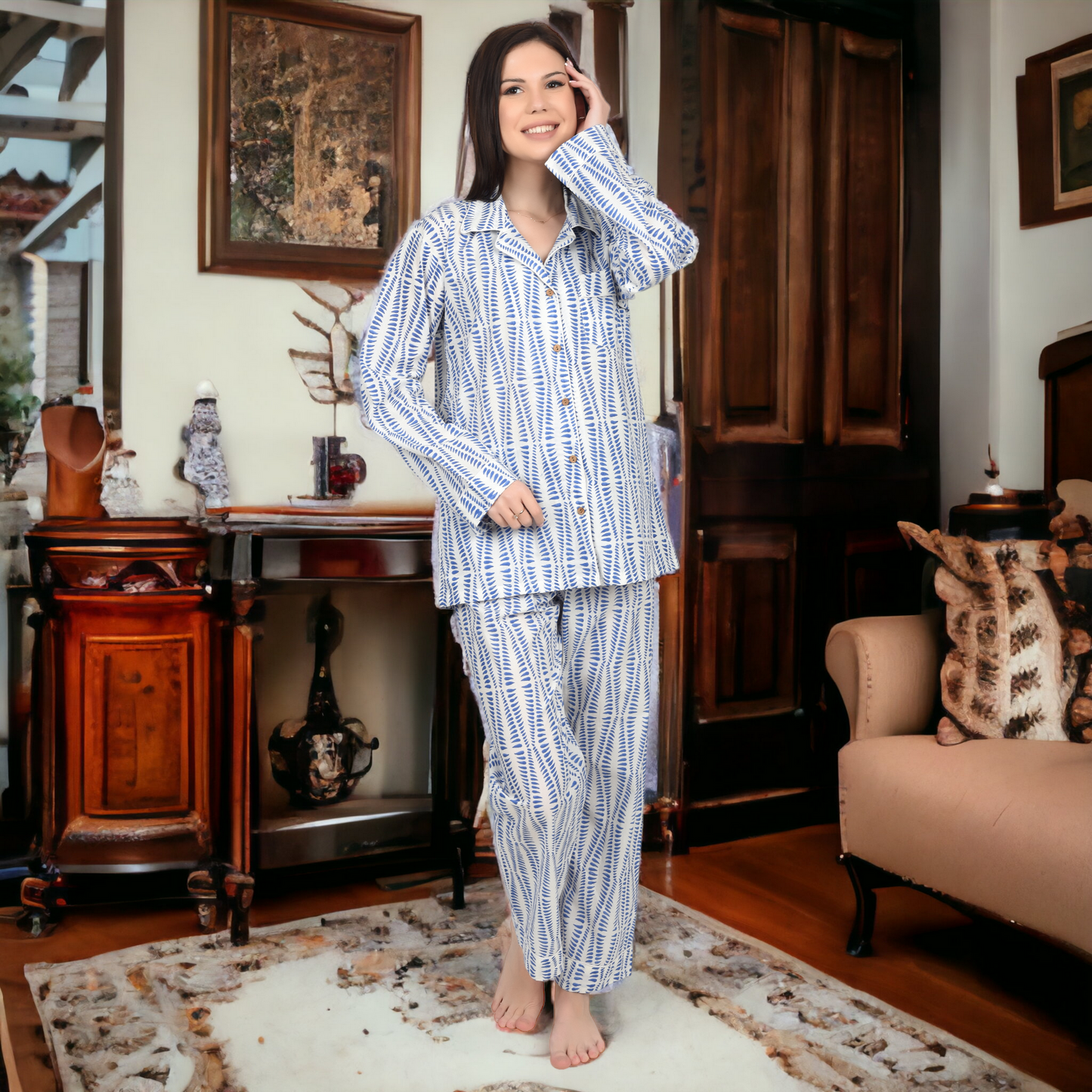 Block Print women PJ Set cotton print Night suits pajama set Traditional Color Print sleepwear set