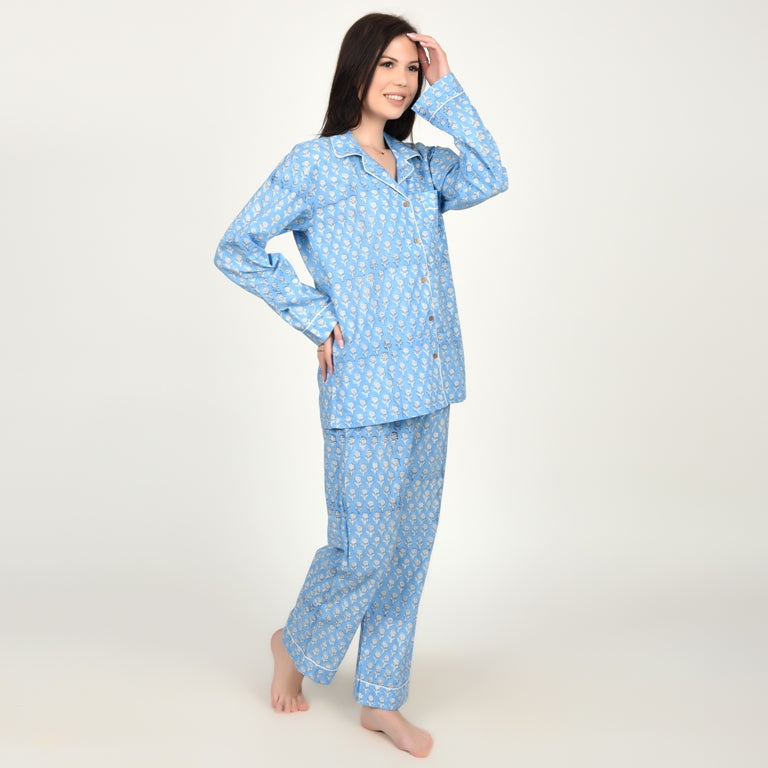 Block Print women PJ Set cotton print Night suits pajama set Traditional Color Print sleepwear set