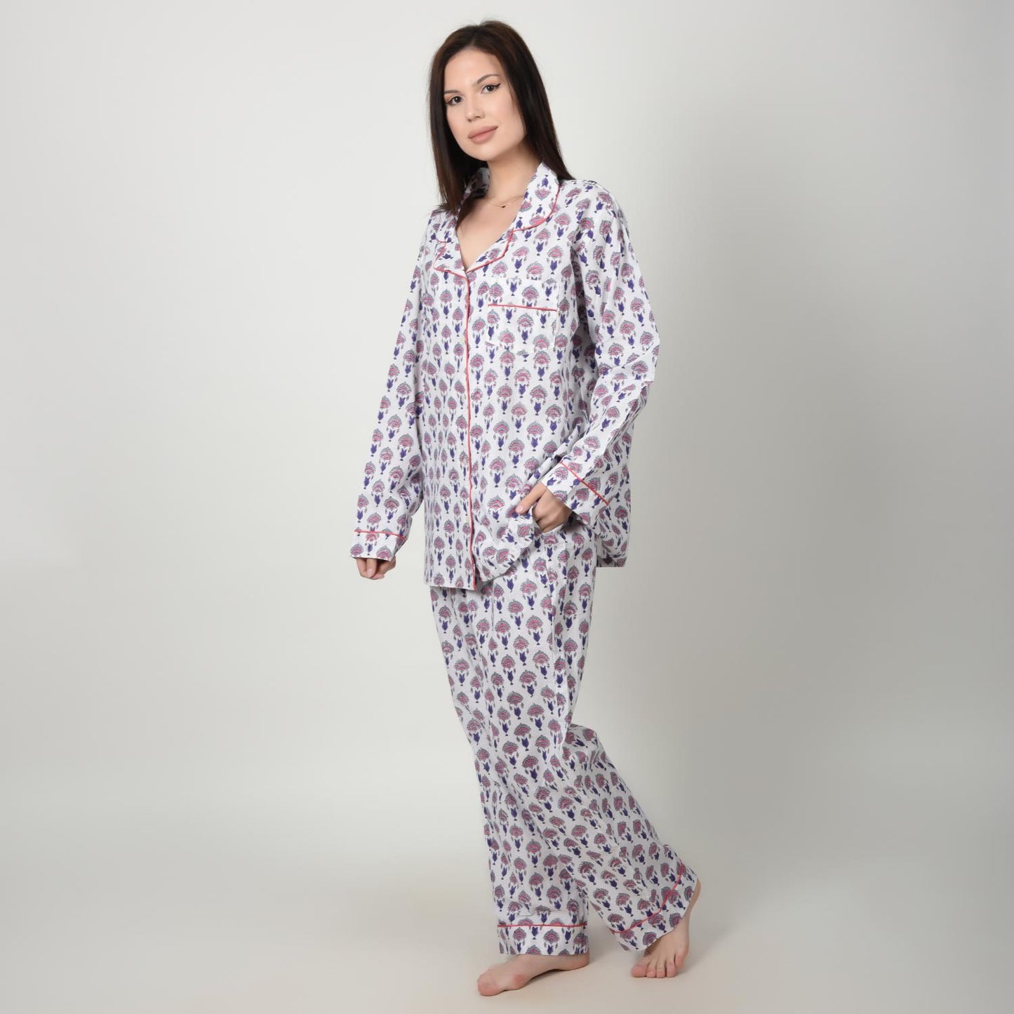 Block Print women PJ Set cotton print Night suits pajama set Traditional Color Print sleepwear set