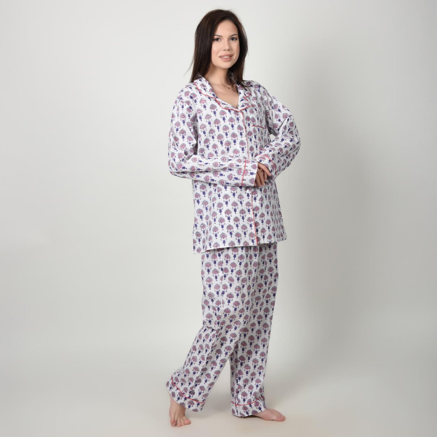 Block Print women PJ Set cotton print Night suits pajama set Traditional Color Print sleepwear set