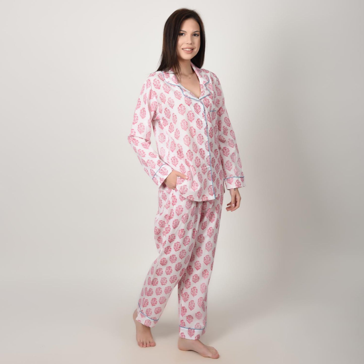 Block Print women PJ Set cotton print Night suits pajama set Traditional Color Print sleepwear set