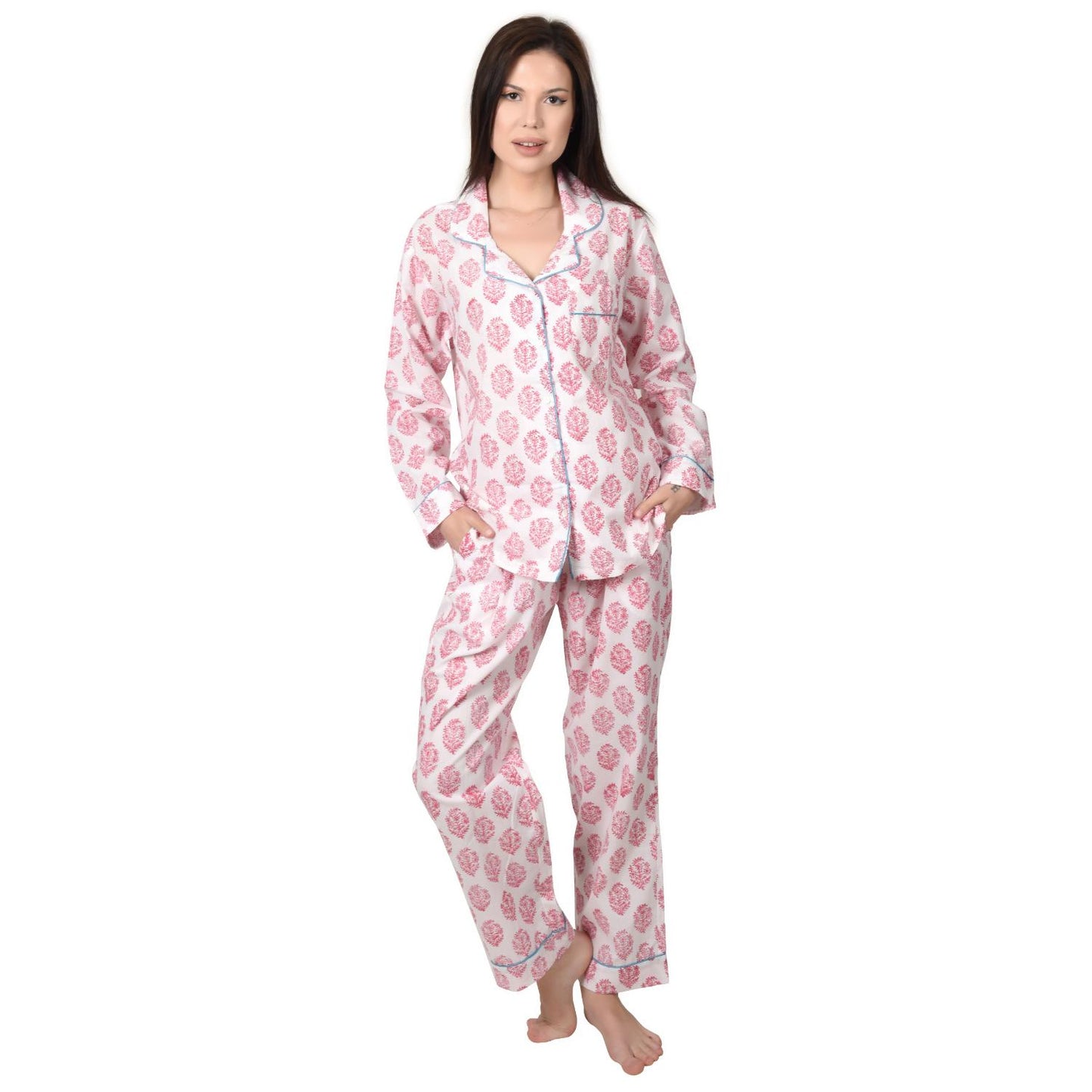 Block Print women PJ Set cotton print Night suits pajama set Traditional Color Print sleepwear set